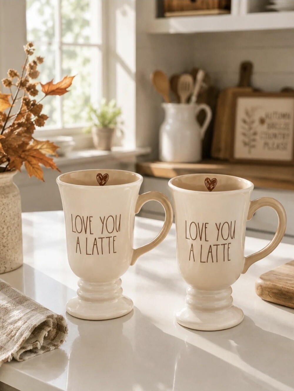 SET OF 2 RAE DUNN LOVE YOU A LATTE MUGS
